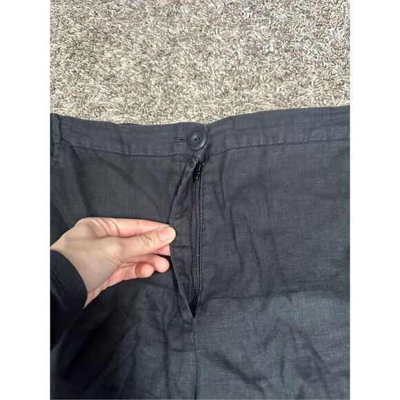 FLAX Linen Pants Black Women’s S Lagenlook Wide Tapered Leg Flowy Zip Button - Picture 10 of 14